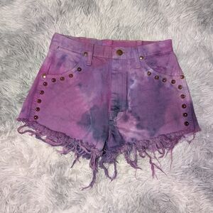 Wrangler Pink Tie-Dye Jean Shorts with Studs